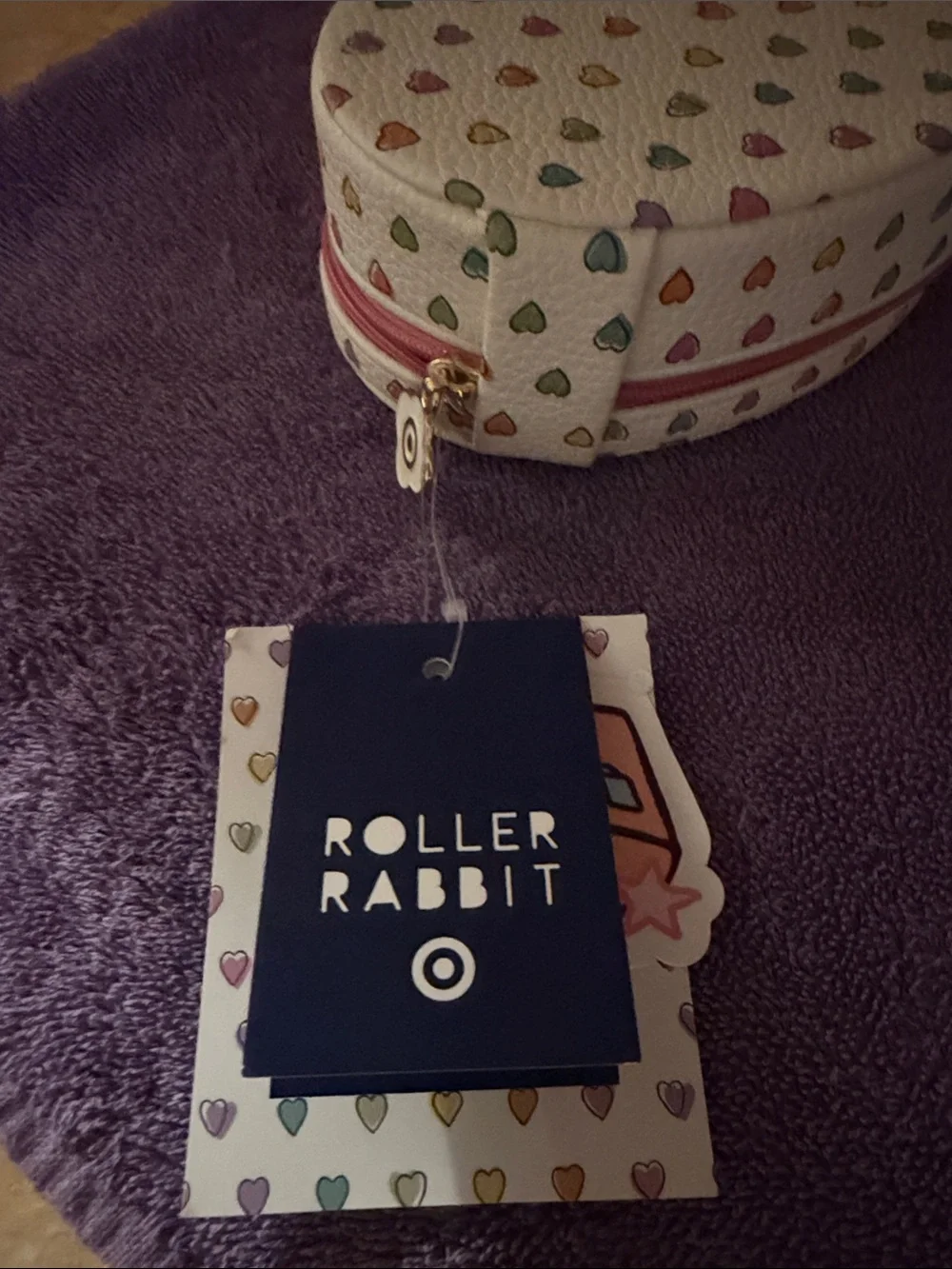 Roller Rabbit White Heart-Print Heart Shaped Coin Purse